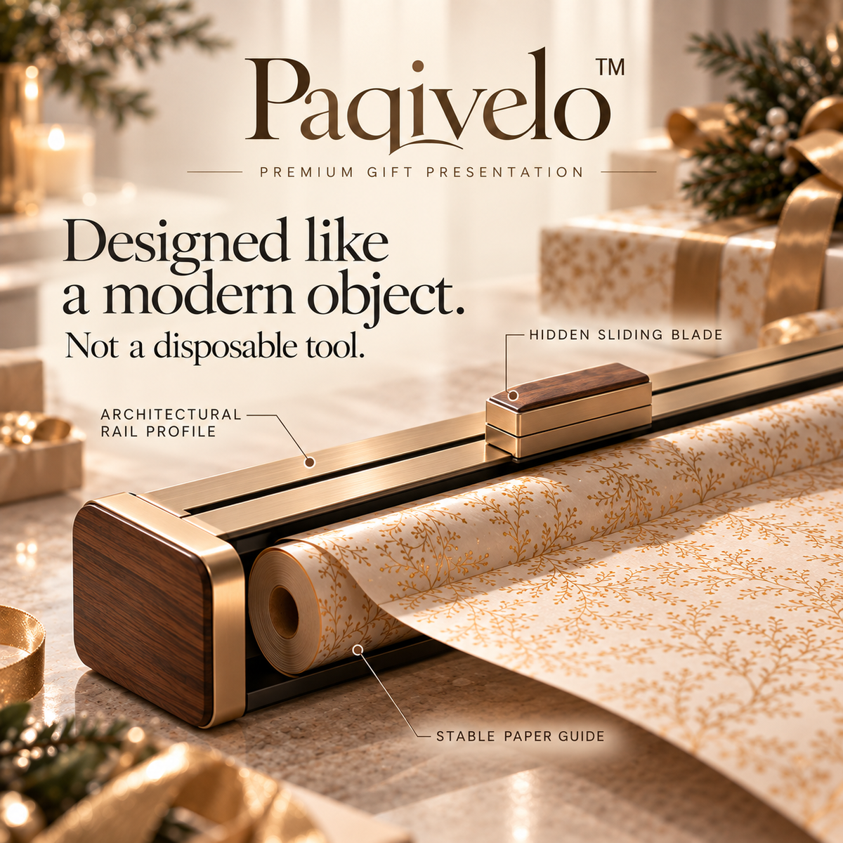 Paqivelo™ Architectural Gift Wrap Cutting Rail