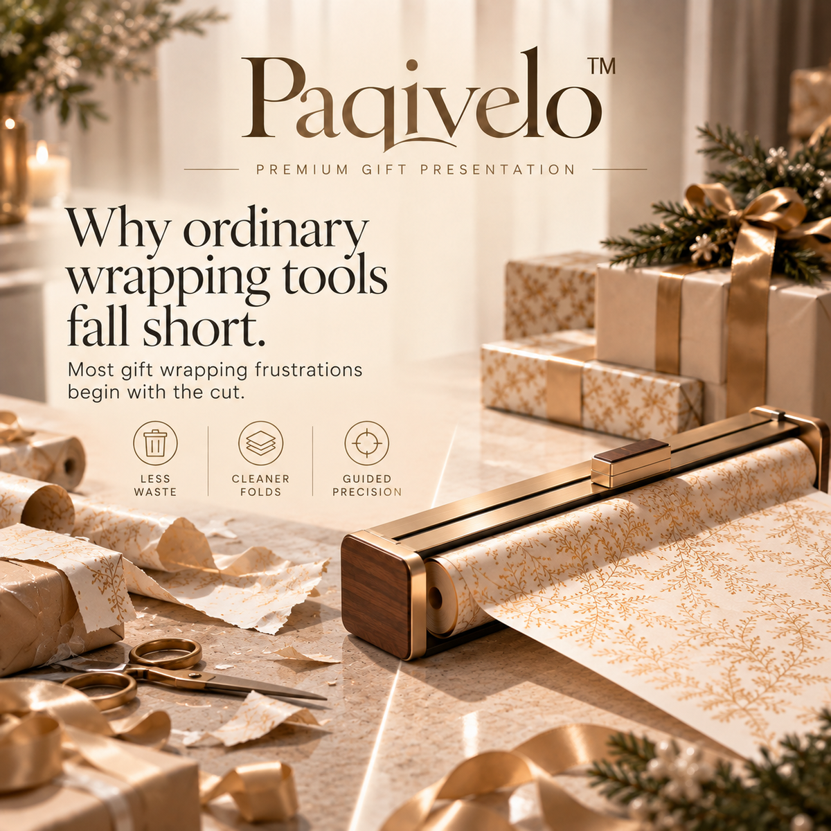 Paqivelo™ Architectural Gift Wrap Cutting Rail